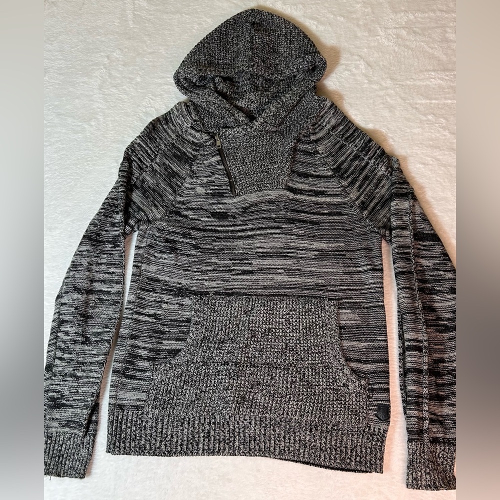 Trash Nouveau Men's Sweater Size Small Black Hooded Long Sleeve Knit Pullover